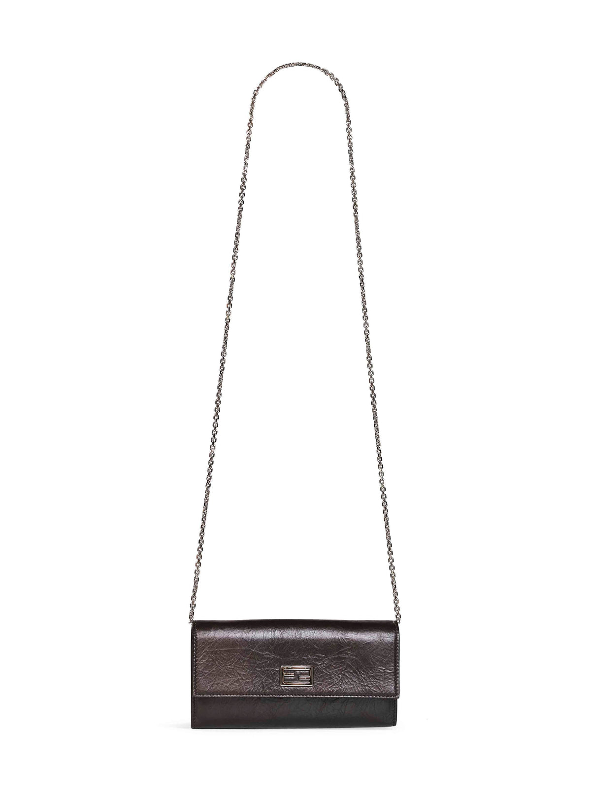 Fendi Women Black Continental With Chain Tube Wallet On Chain
