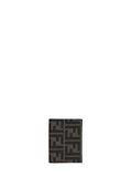 Fendi Women Tobacco Brown Card Case Ff Jacquard Card Case