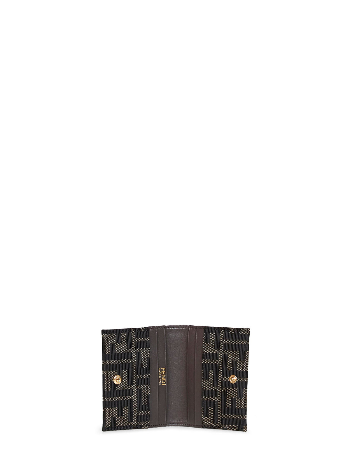 Fendi Women Tobacco Brown Card Case Ff Jacquard Card Case