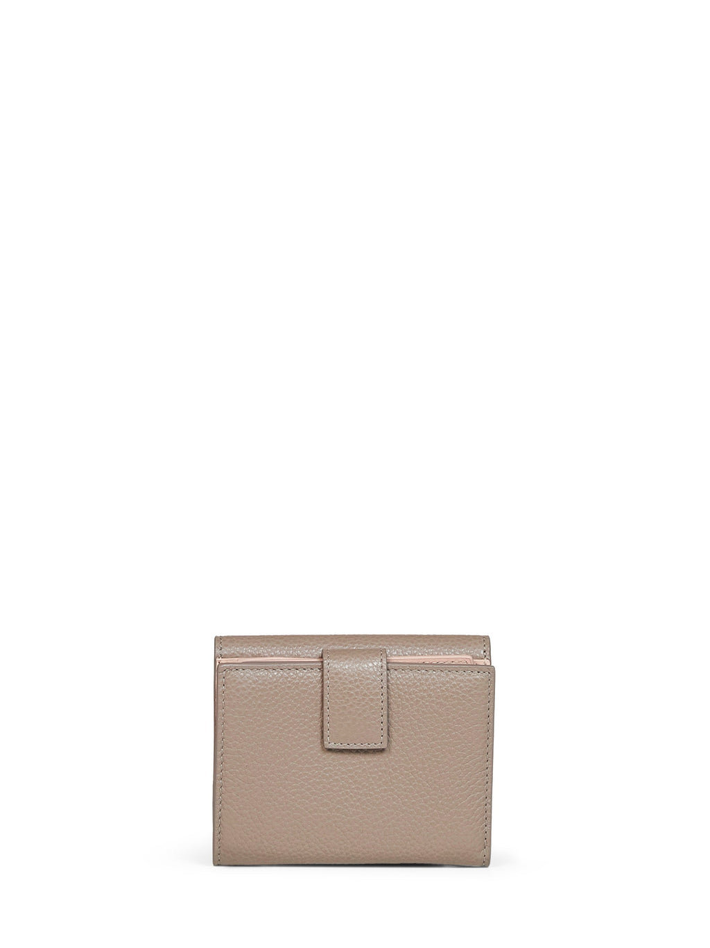 Ferragamo Women Warm Taupe Hammered Calfskin Leather Gancini Compact Wallet