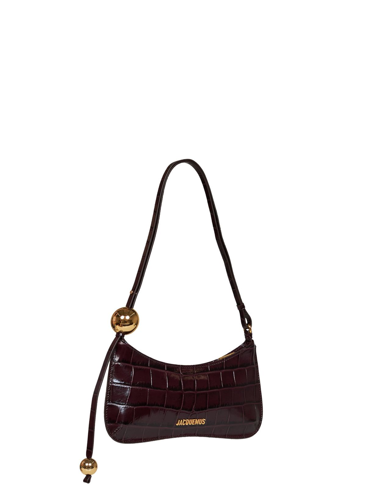 Jacquemus Women Dark Burgundy The Bisou Perle Beaded Shoulder Bag