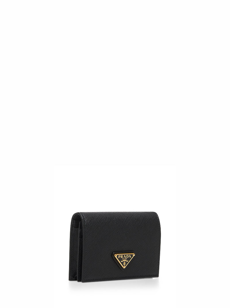 Prada Accessori Pelletteria Women Black Saffiano Small Wallet