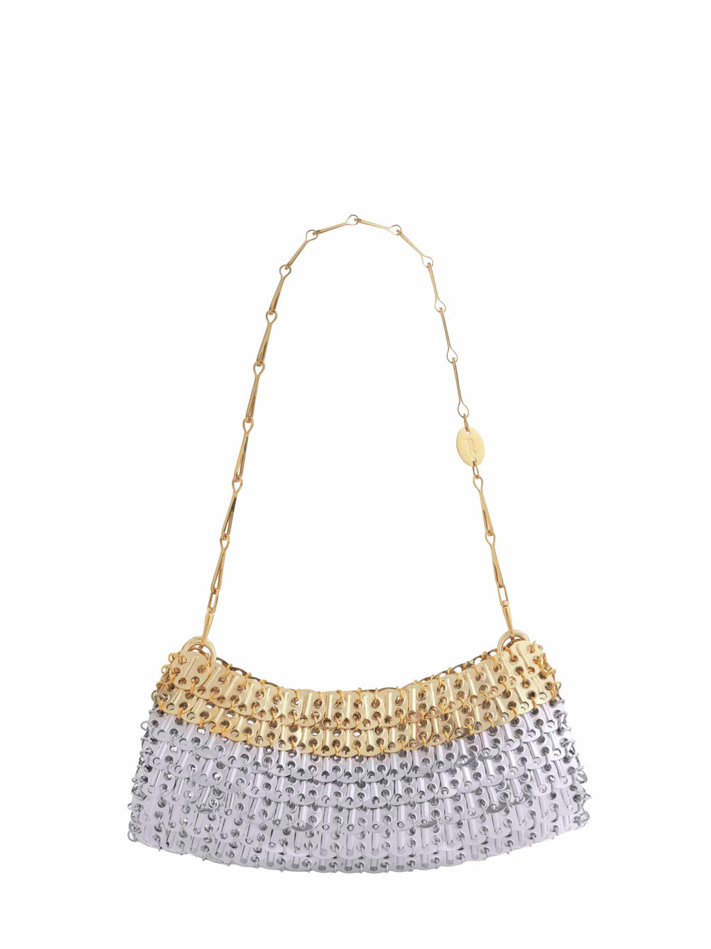 Rabanne Women Silver And Light Gold 1969 Skyline Clutch With Shoulder Strap