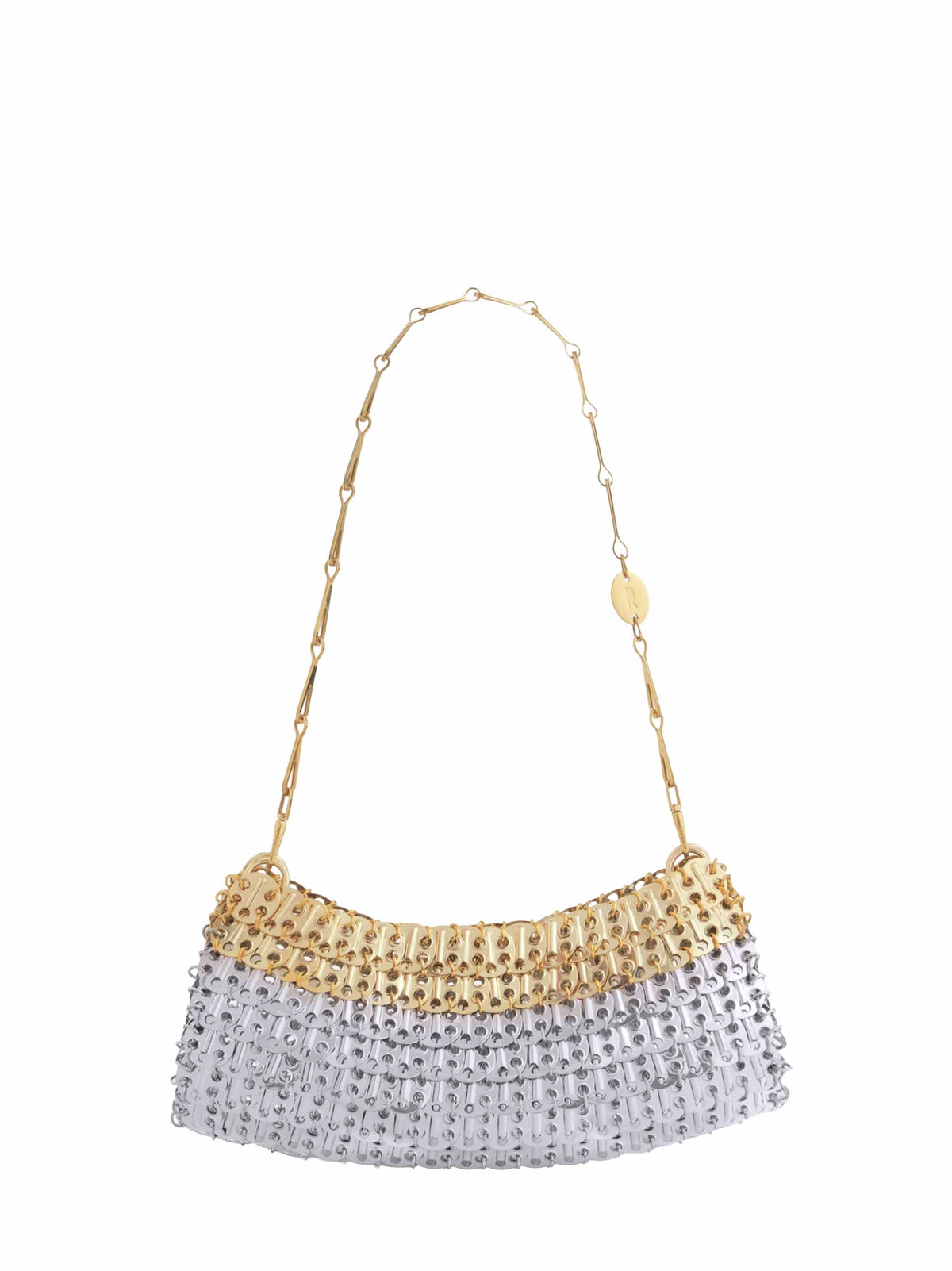 Rabanne Women Silver And Light Gold 1969 Skyline Clutch With Shoulder Strap