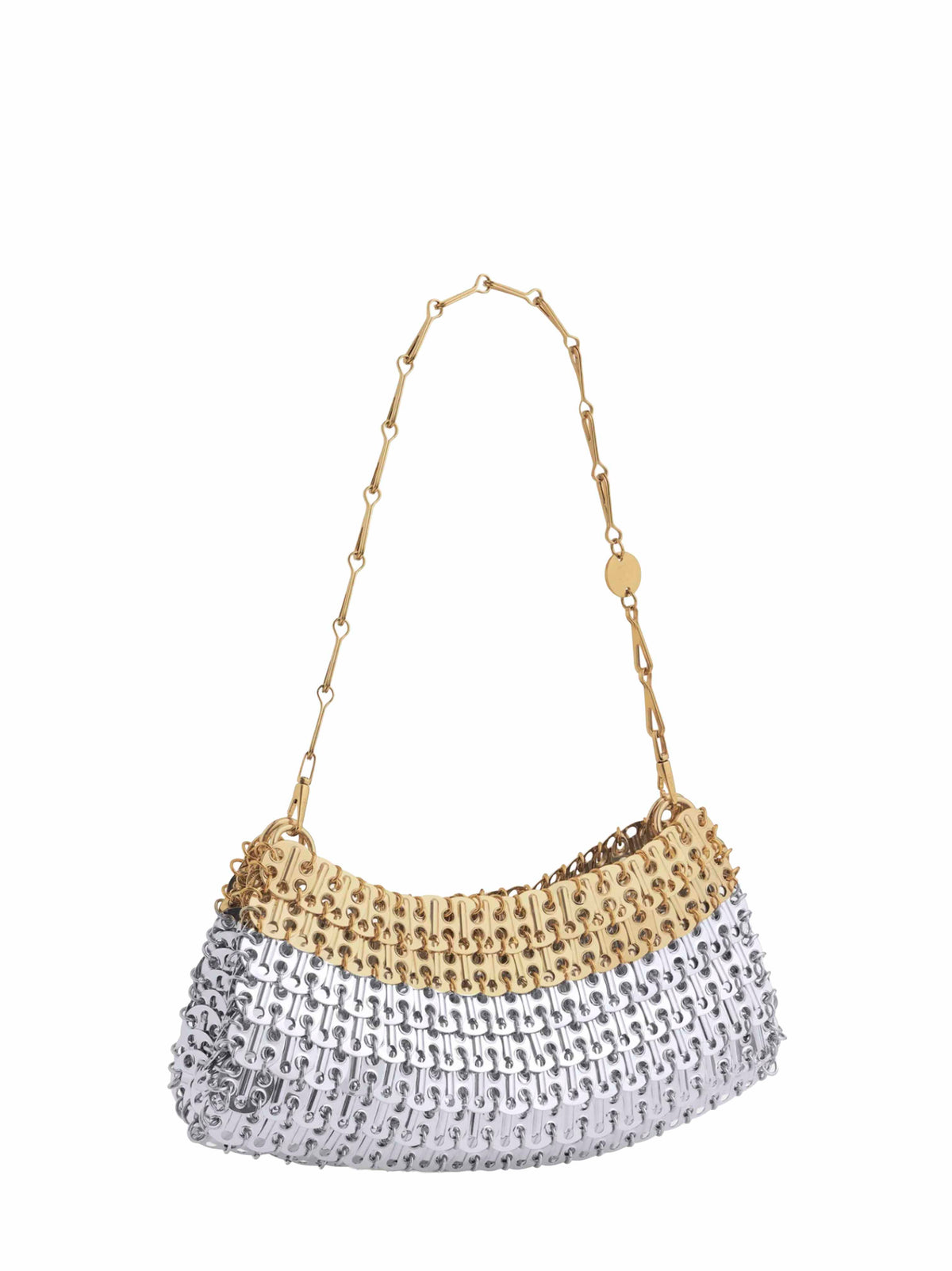 Rabanne Women Silver And Light Gold 1969 Skyline Clutch With Shoulder Strap