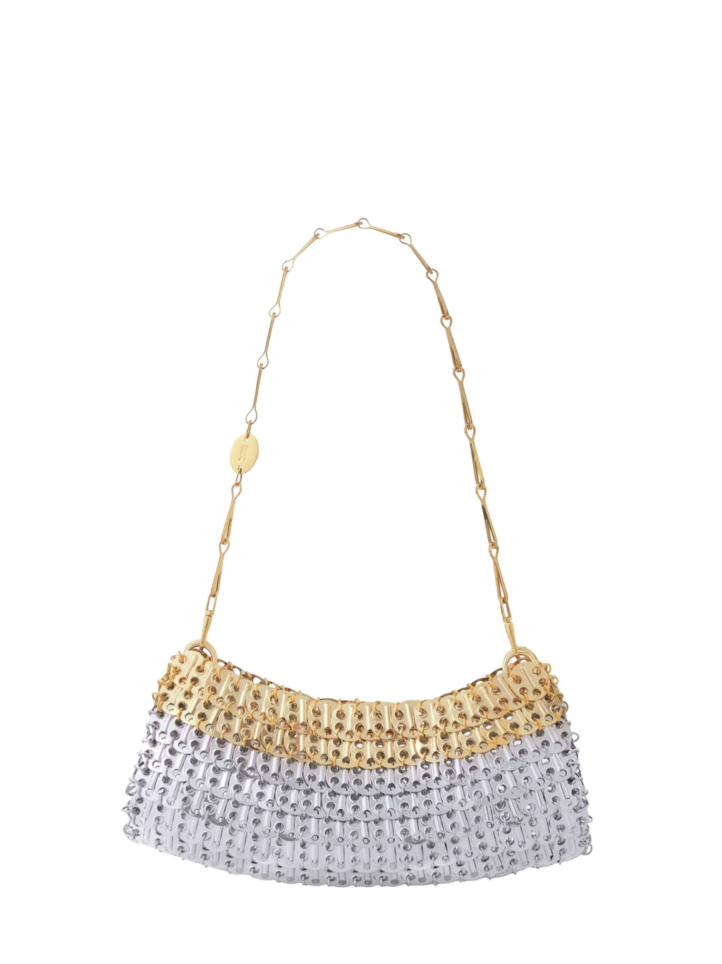 Rabanne Women Silver And Light Gold 1969 Skyline Clutch With Shoulder Strap