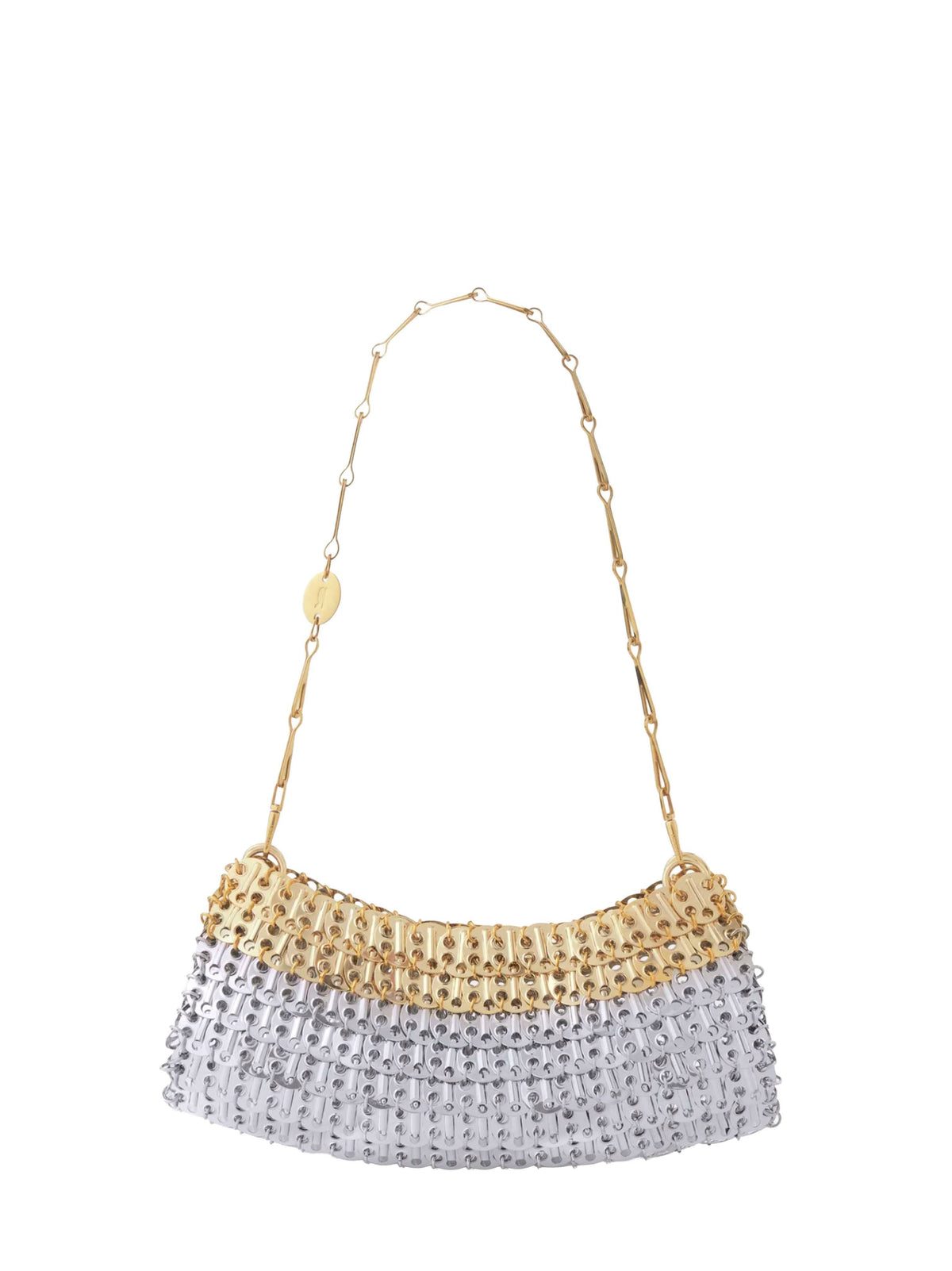 Rabanne Women Silver And Light Gold 1969 Skyline Clutch With Shoulder Strap