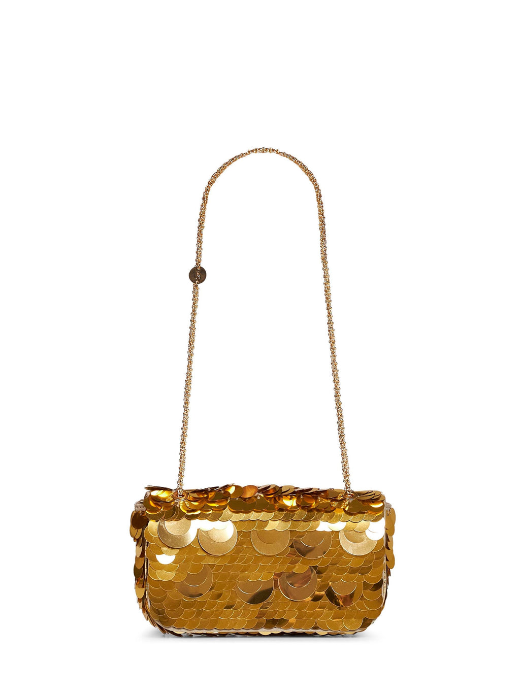 Rabanne Women Gold Small Sparkle Baguette Bag Shoulder Bag