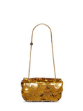 Rabanne Women Gold Small Sparkle Baguette Bag Shoulder Bag