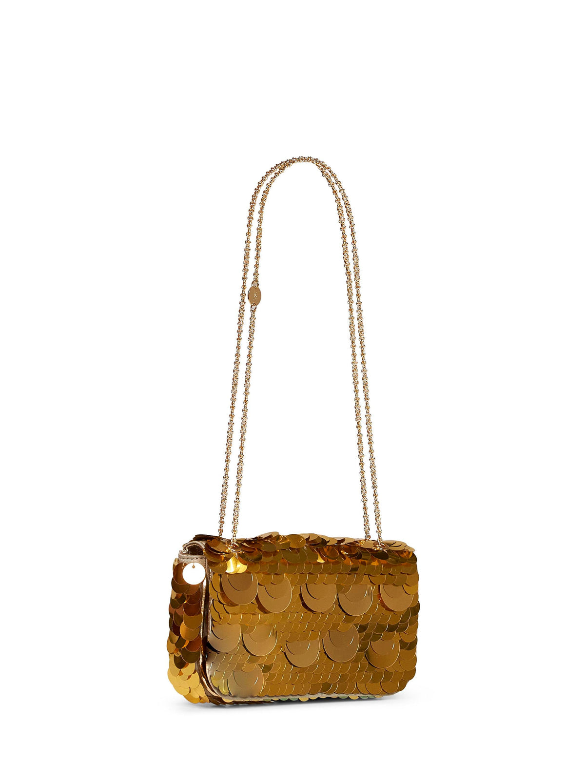 Rabanne Women Gold Small Sparkle Baguette Bag Shoulder Bag