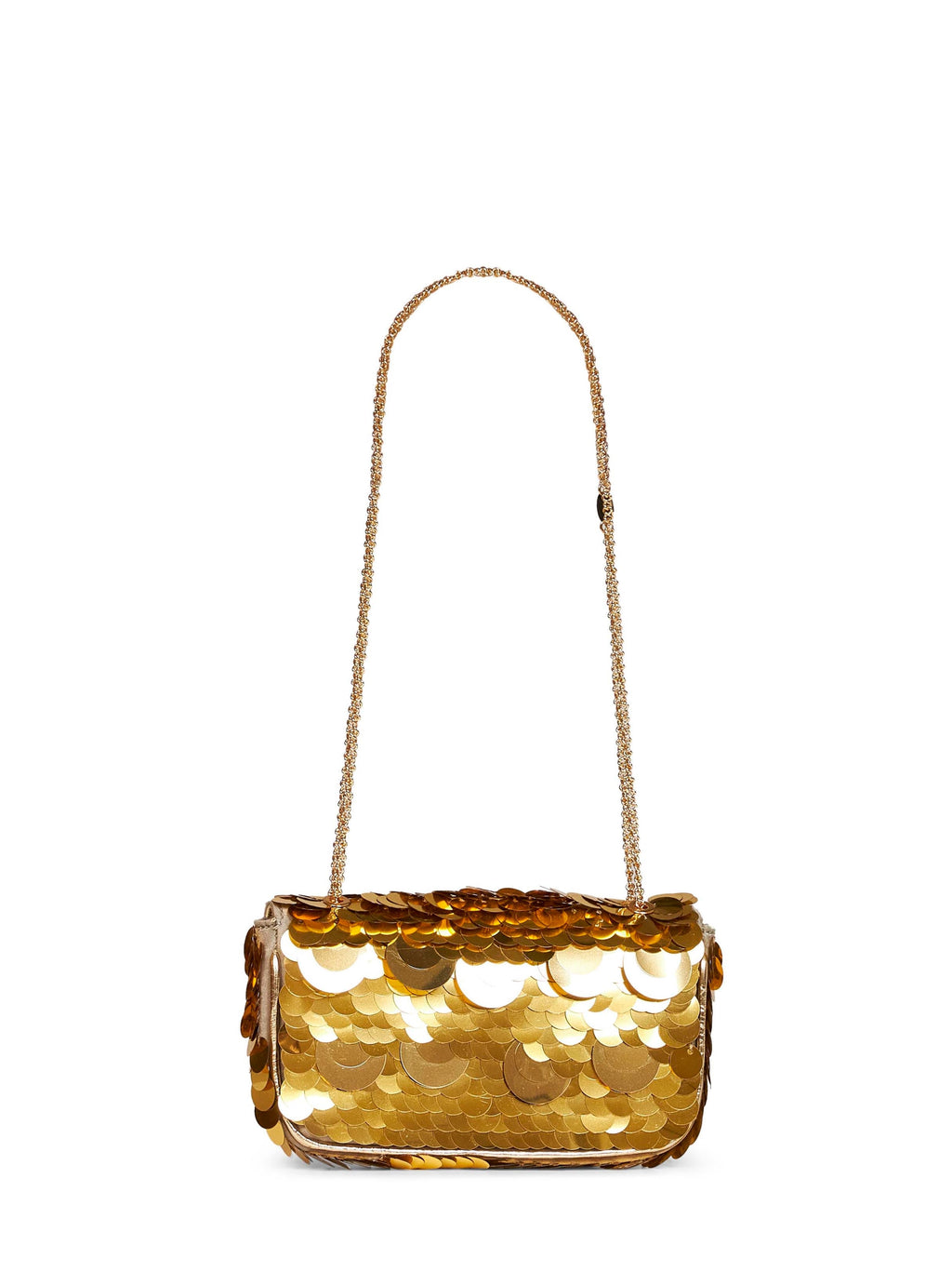 Rabanne Women Gold Small Sparkle Baguette Bag Shoulder Bag