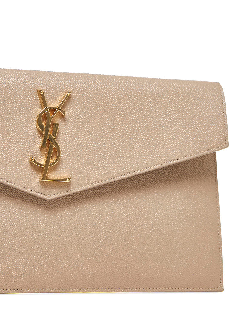 Saint Laurent Women Uptown Clutch In Grain De Poudre Embossed Leather