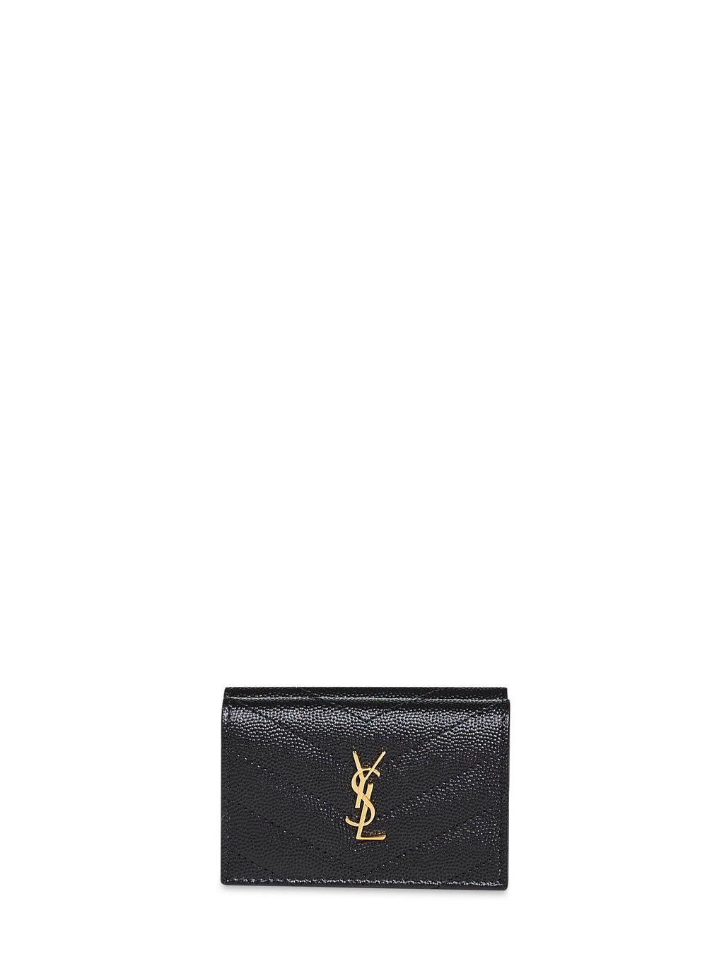 Saint Laurent Women Black Cassandre Origami Tiny Wallet