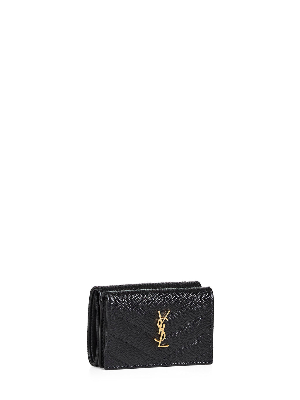 Saint Laurent Women Black Cassandre Origami Tiny Wallet