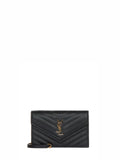 Saint Laurent Women Black Cassandre Classic Envelope Clutch With Chain Shoulde Strap