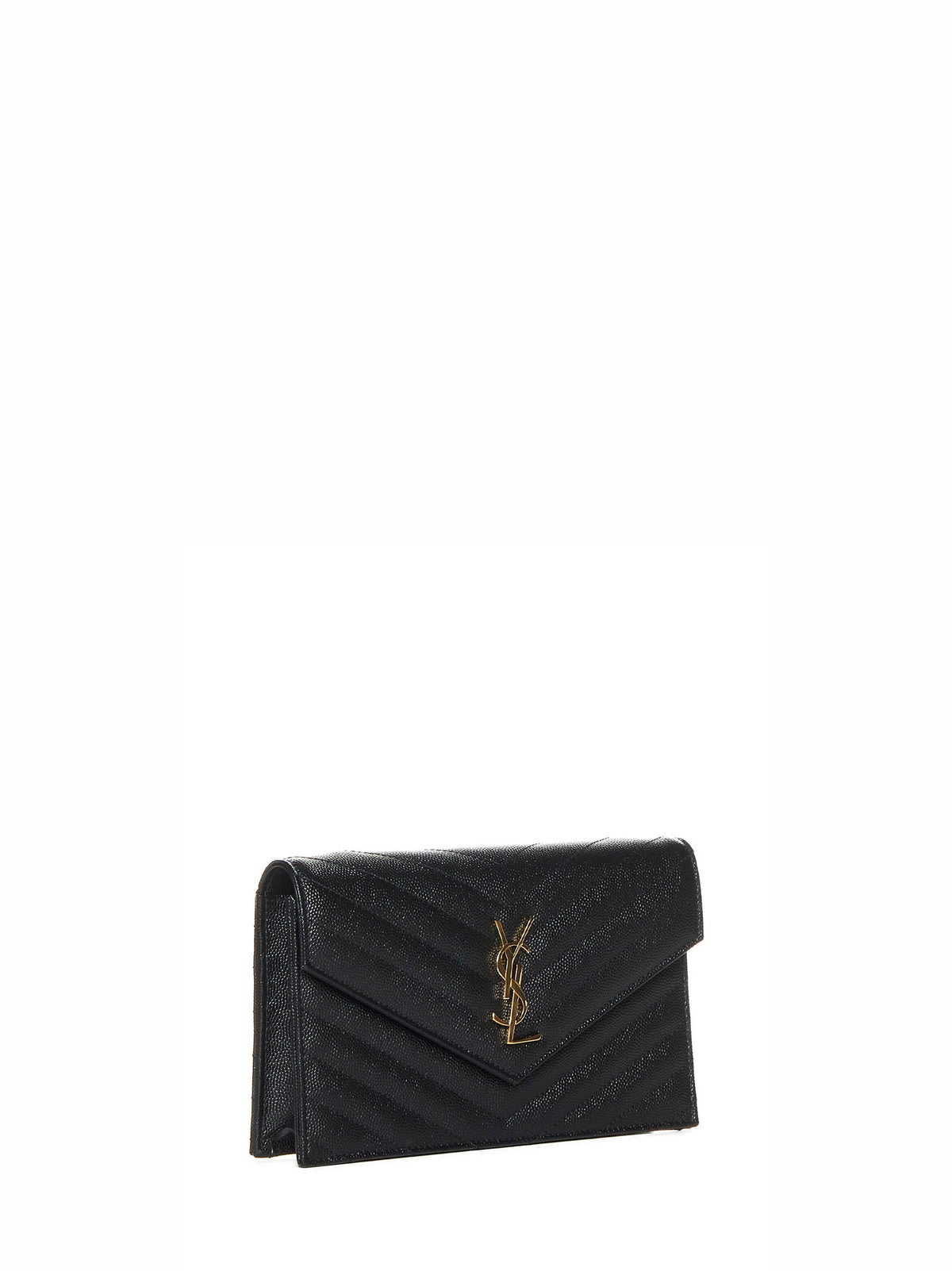 Saint Laurent Women Black Cassandre Classic Envelope Clutch With Chain Shoulde Strap