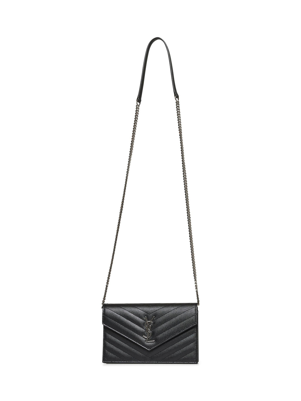 Saint Laurent Women Black Cassandre Envelope Chain Wallet
