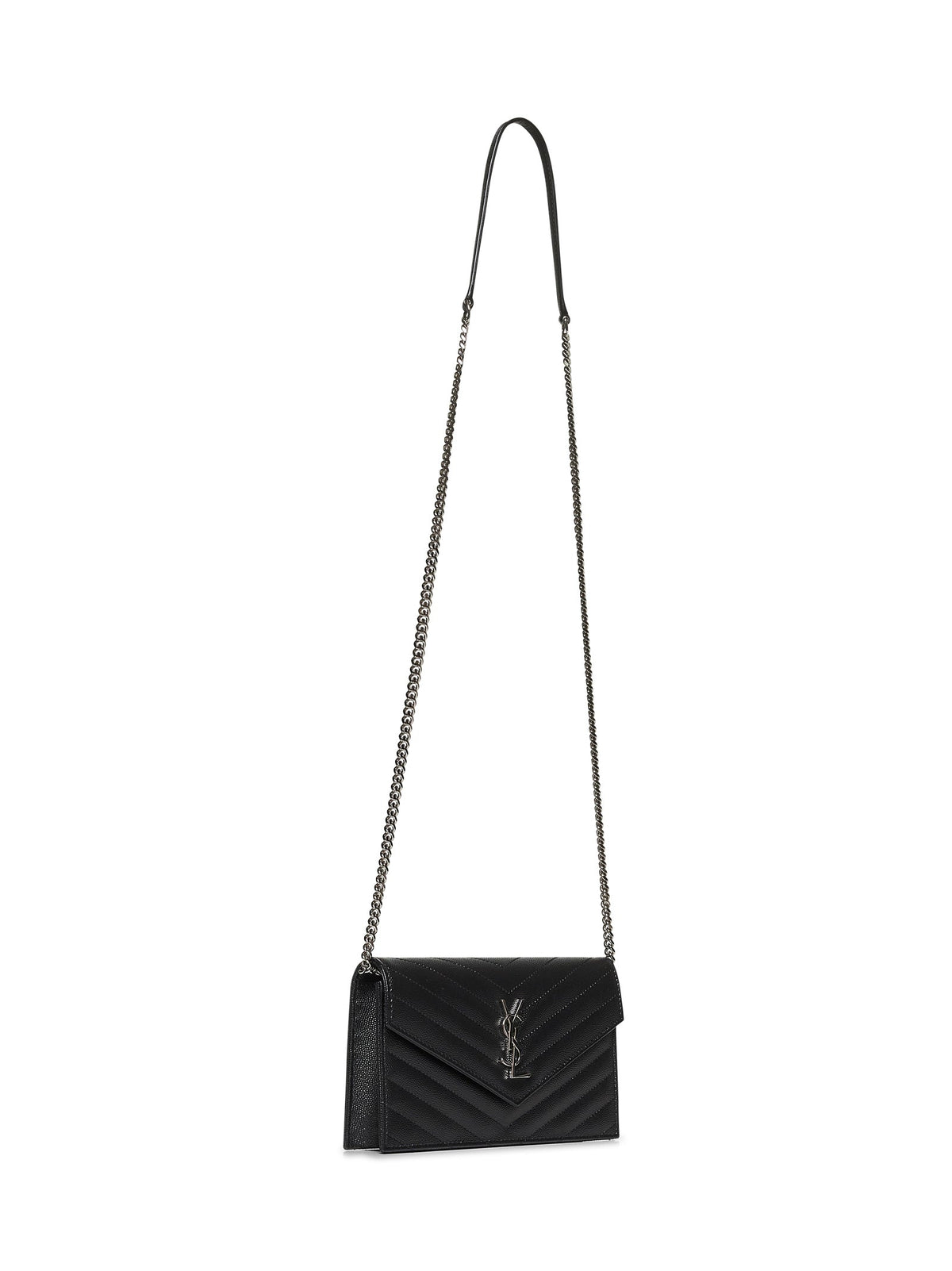 Saint Laurent Women Black Cassandre Envelope Chain Wallet