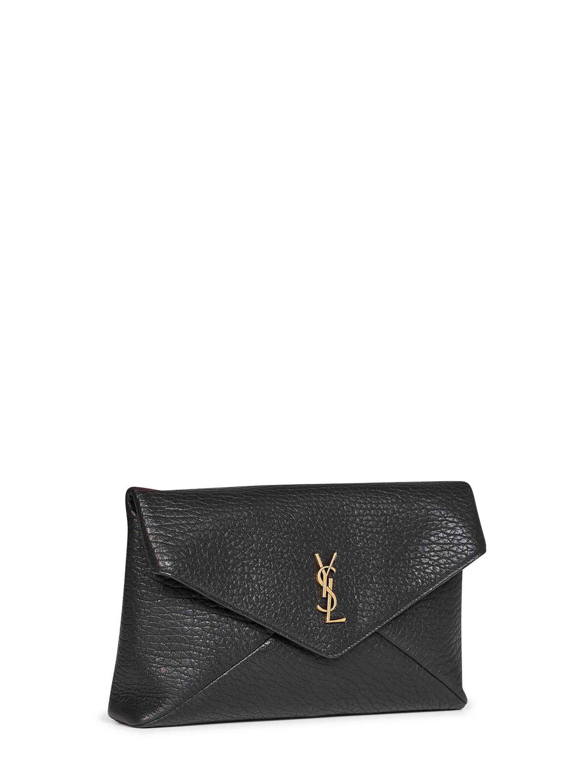 Saint Laurent Women Black Cassandre Large Lambskin Envelope Clutch<Br/>