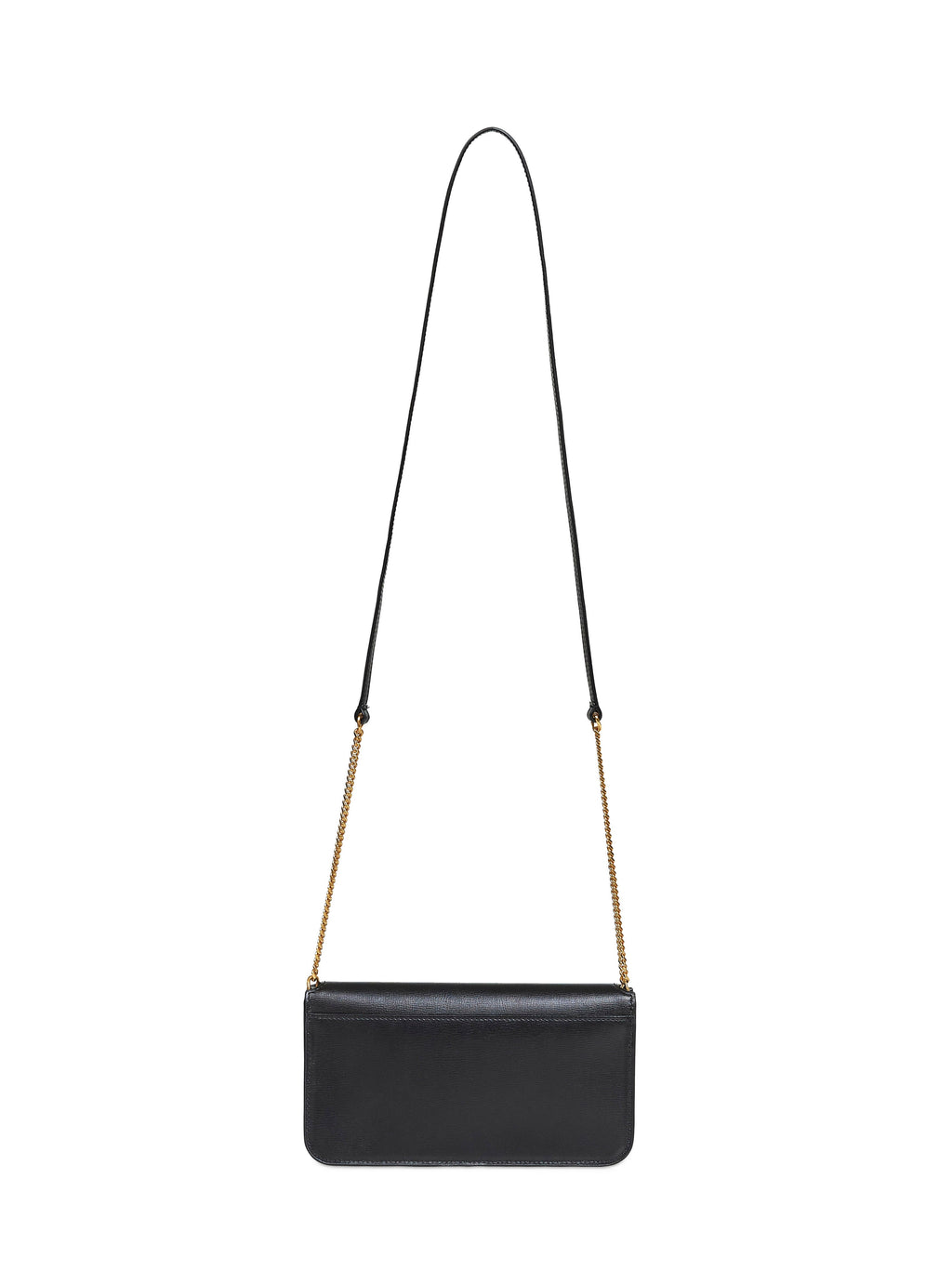Saint Laurent Women Black Cassandre Phone Holder With Shoulder Strap