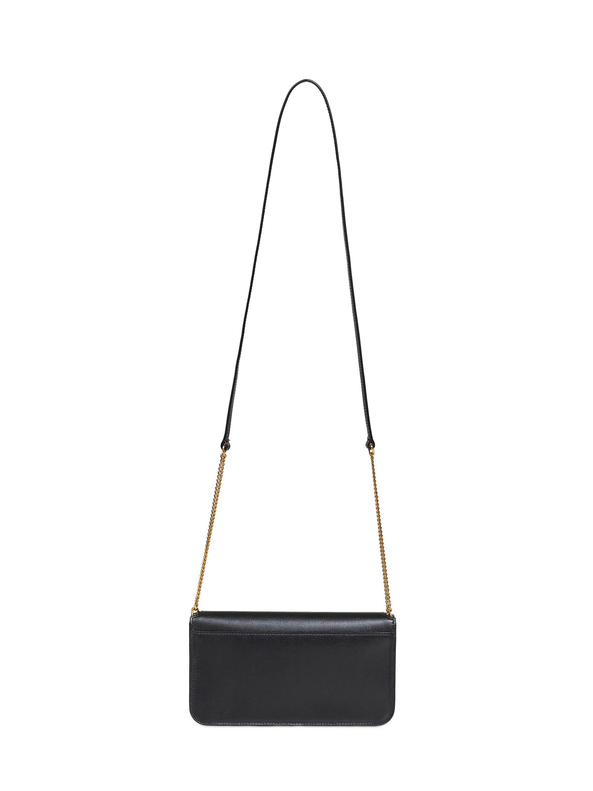 Saint Laurent Women Black Cassandre Phone Holder With Shoulder Strap