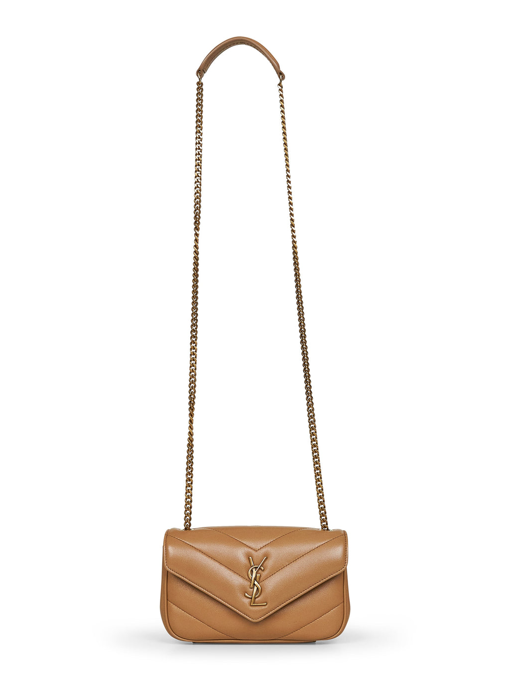 Saint Laurent Women Beige Loulou Mini Crossbody Bag