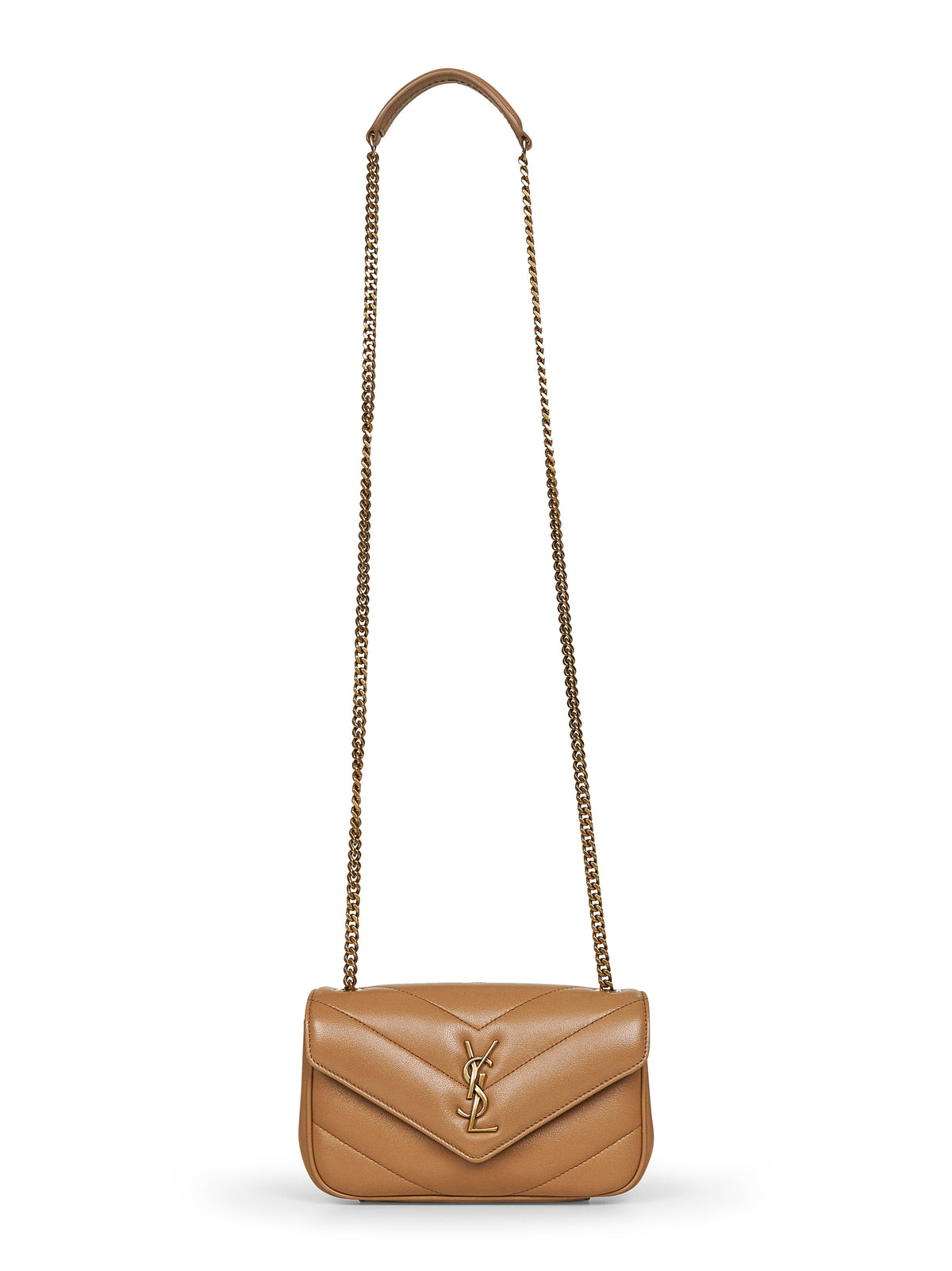 Saint Laurent Women Beige Loulou Mini Crossbody Bag