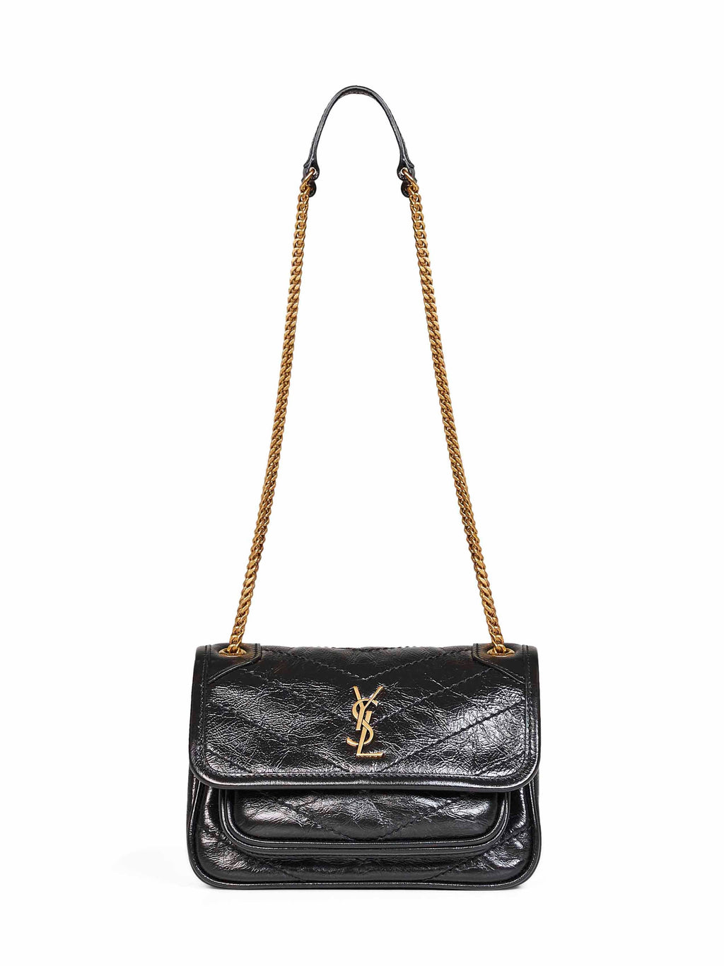 Saint Laurent Women Black Vintage Leather Niki Shoulder Bag<Br/>