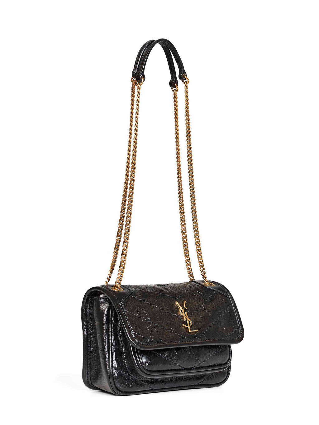 Saint Laurent Women Black Vintage Leather Niki Shoulder Bag<Br/>
