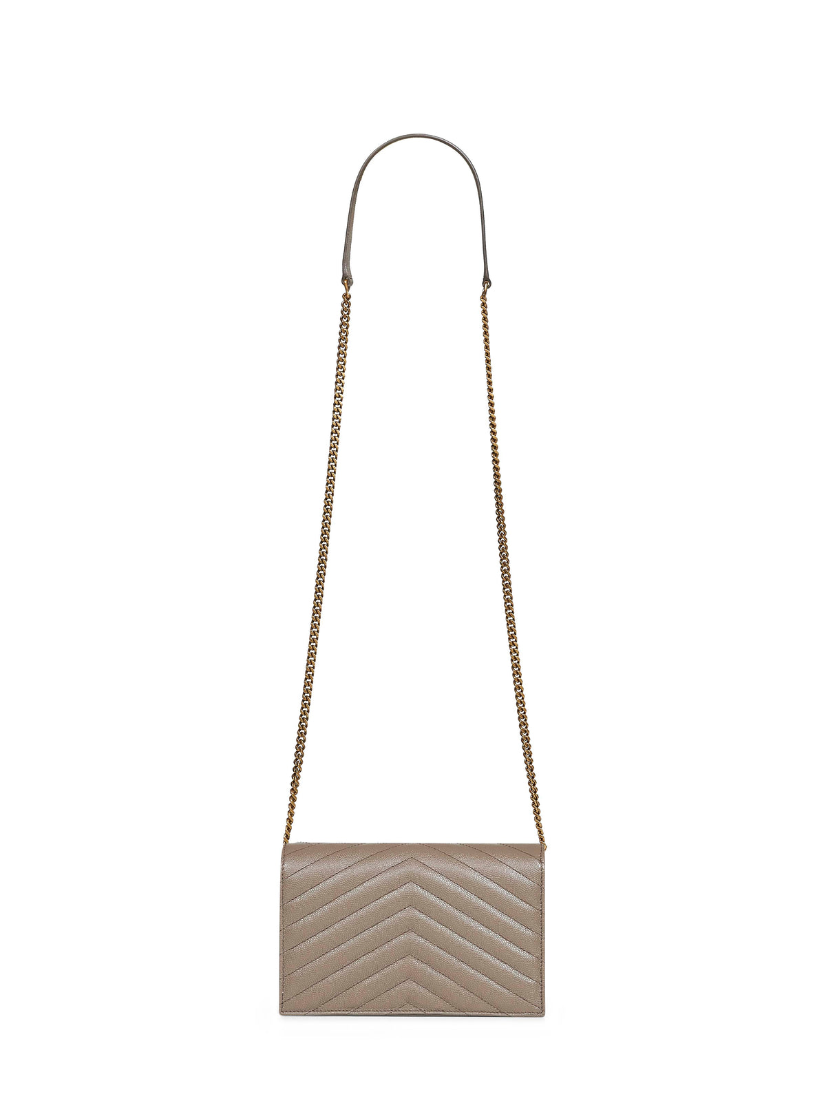 Saint Laurent Women Light Taupe Cassandre Envelope Chain Wallet