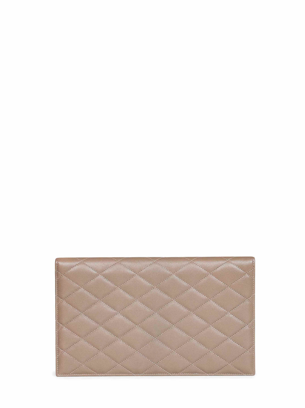 Saint Laurent Women Taupe Beige Paris Clutch In Grain De Poudre Embossed Leather<Br/>