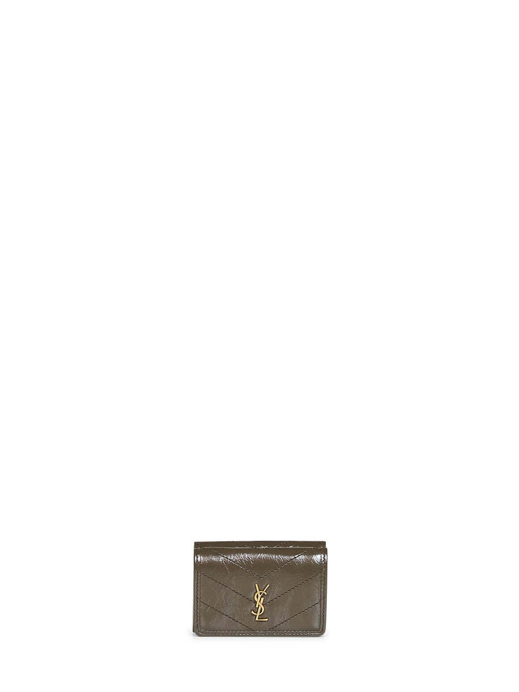 Saint Laurent Women Green Niki Slim Tri-Fold Calf Leather Wallet <Br/>