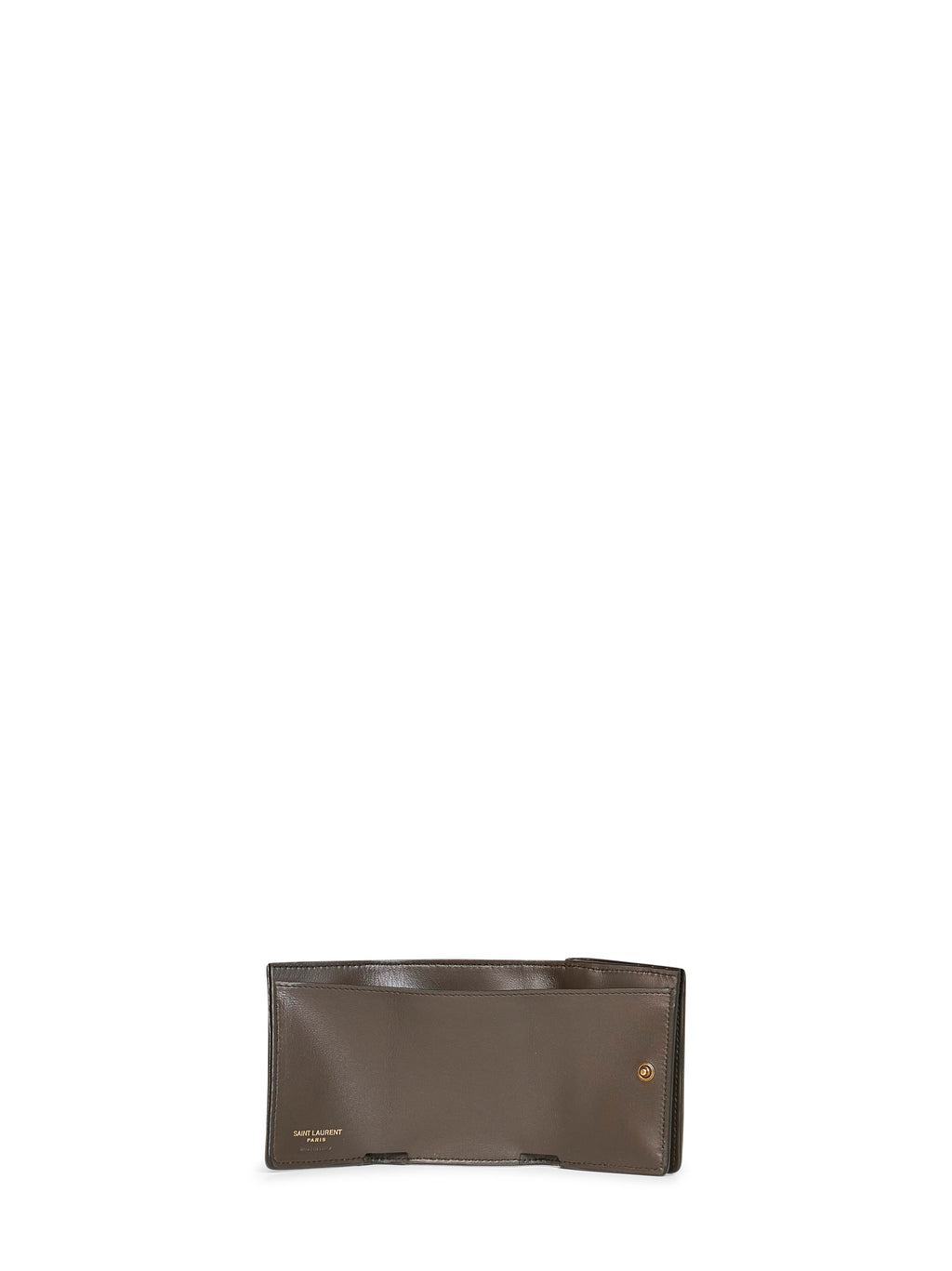 Saint Laurent Women Green Niki Slim Tri-Fold Calf Leather Wallet <Br/>