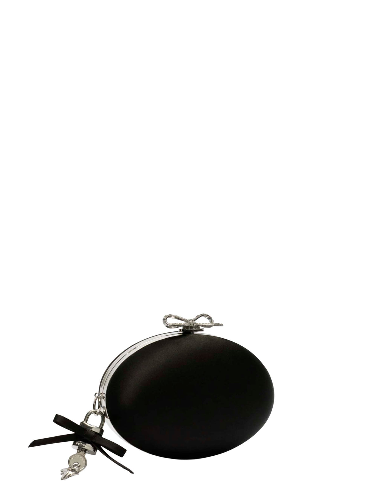 Self Portrait Women Black Oval Clutch With Short Shoulder Strap