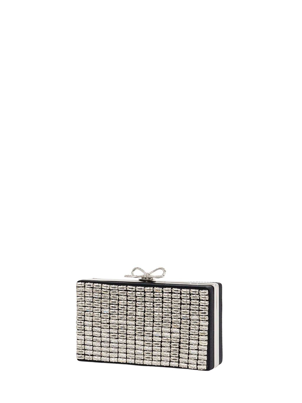 Self Portrait Women Black Crystal-Embellished Clutch Bag With Shoulder Strap