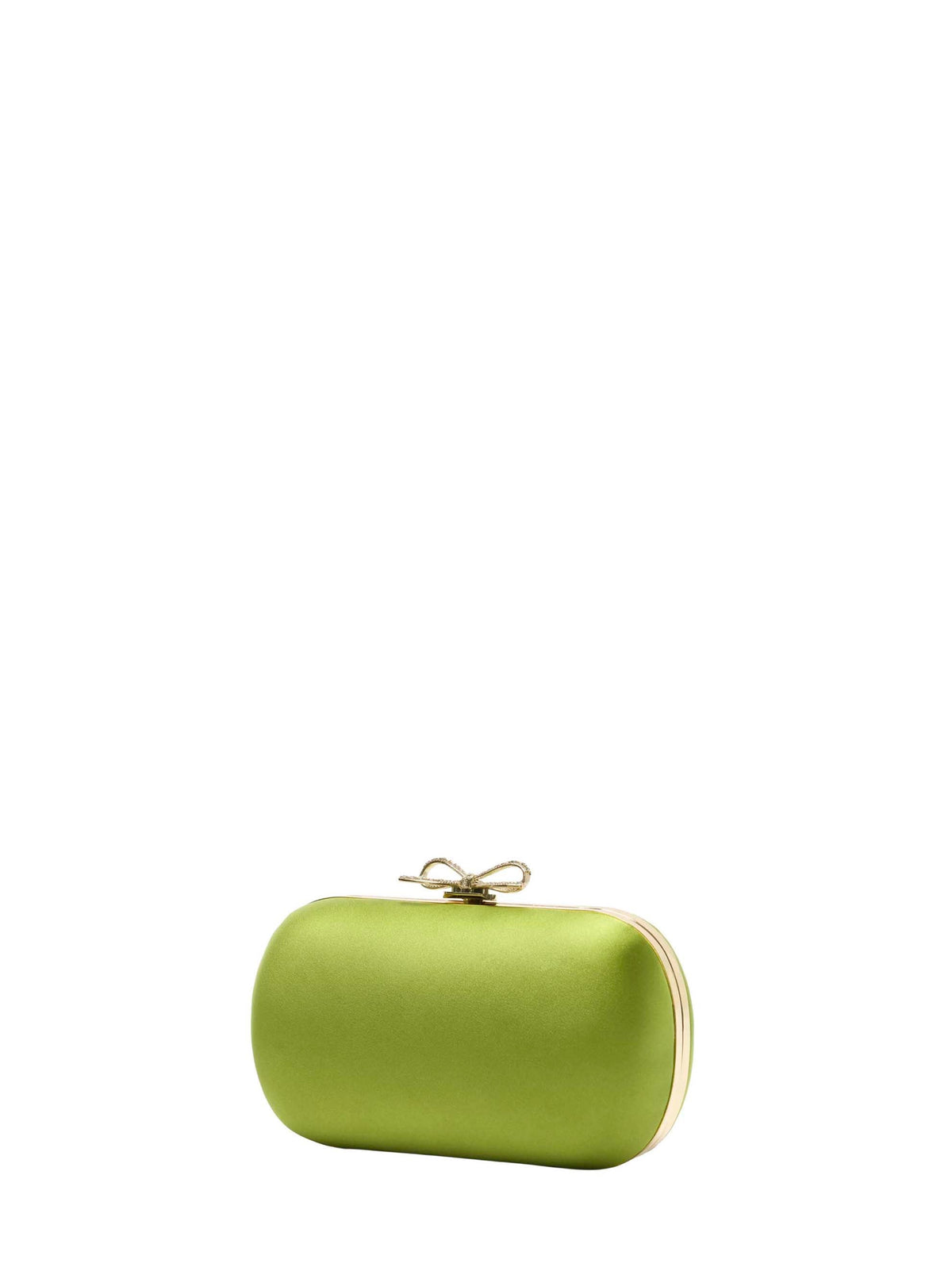 Self Portrait Women Green Clutch With Shoulder Strap And Crystal Bow