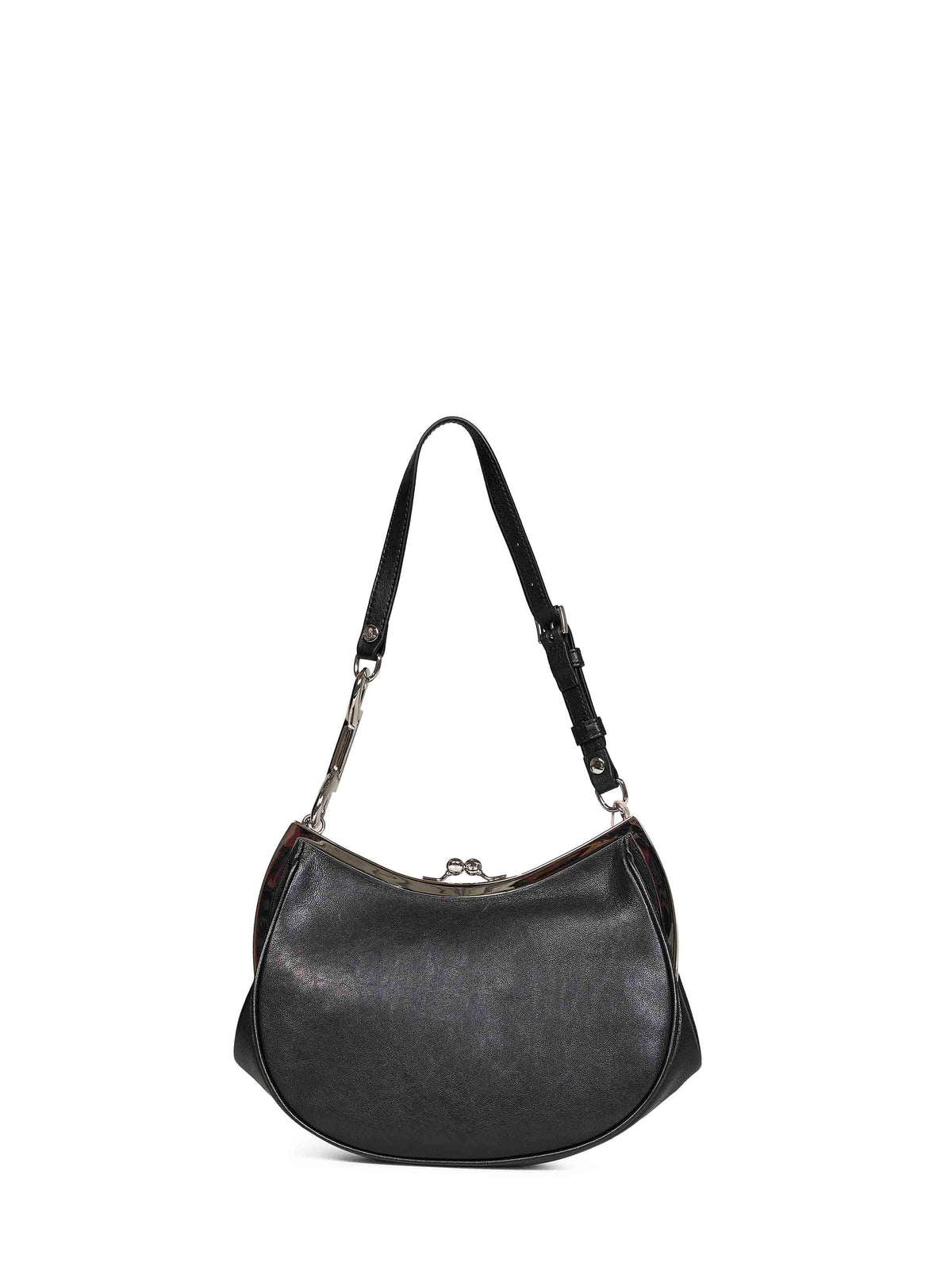 Vivienne Westwood Women Black Charm Frame Leather Hand Bag <Br/>
