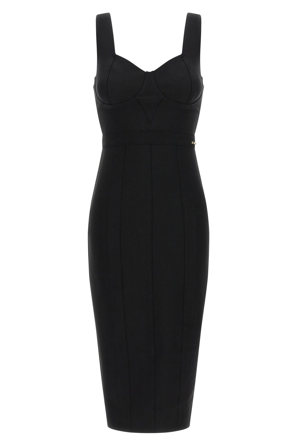 Elisabetta Franchi Midi Dress with Sweetheart Neckline
