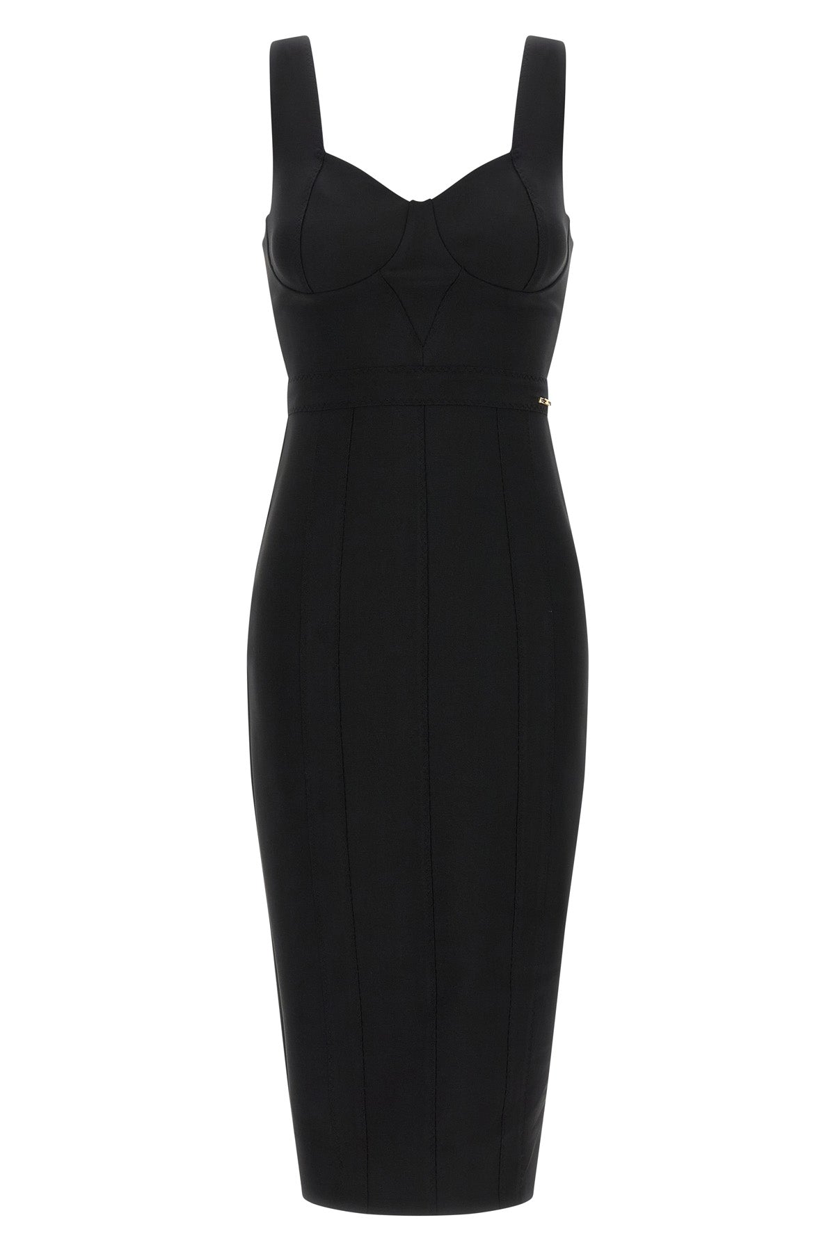 Elisabetta Franchi Midi Dress with Sweetheart Neckline