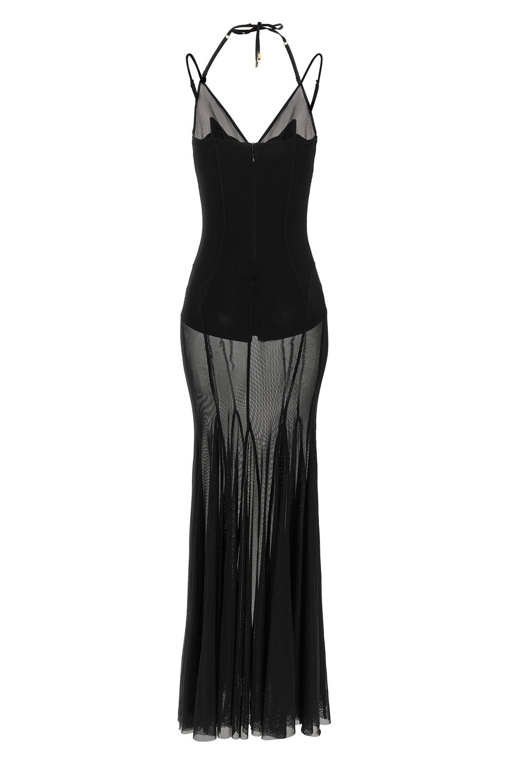 Elisabetta Franchi Long Dress With Mesh Details