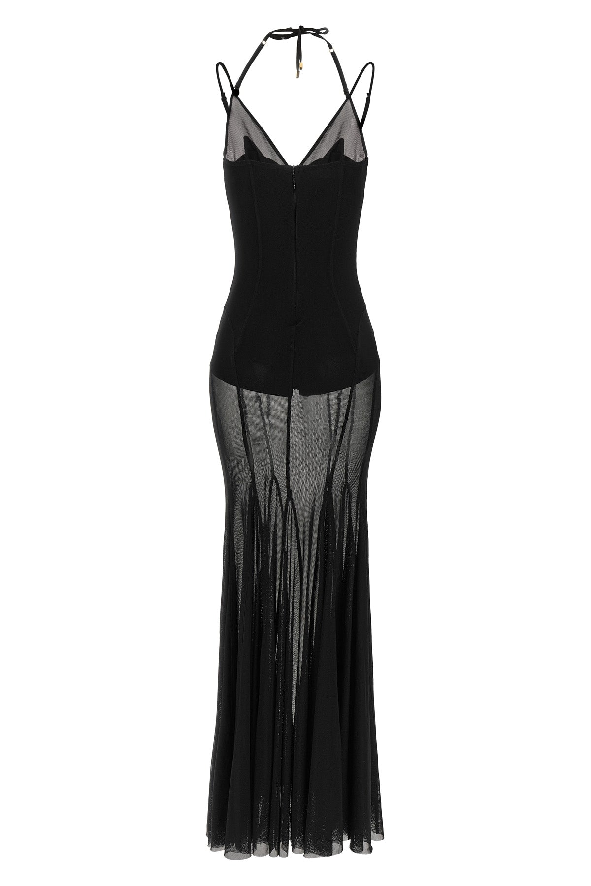Elisabetta Franchi Long Dress With Mesh Details