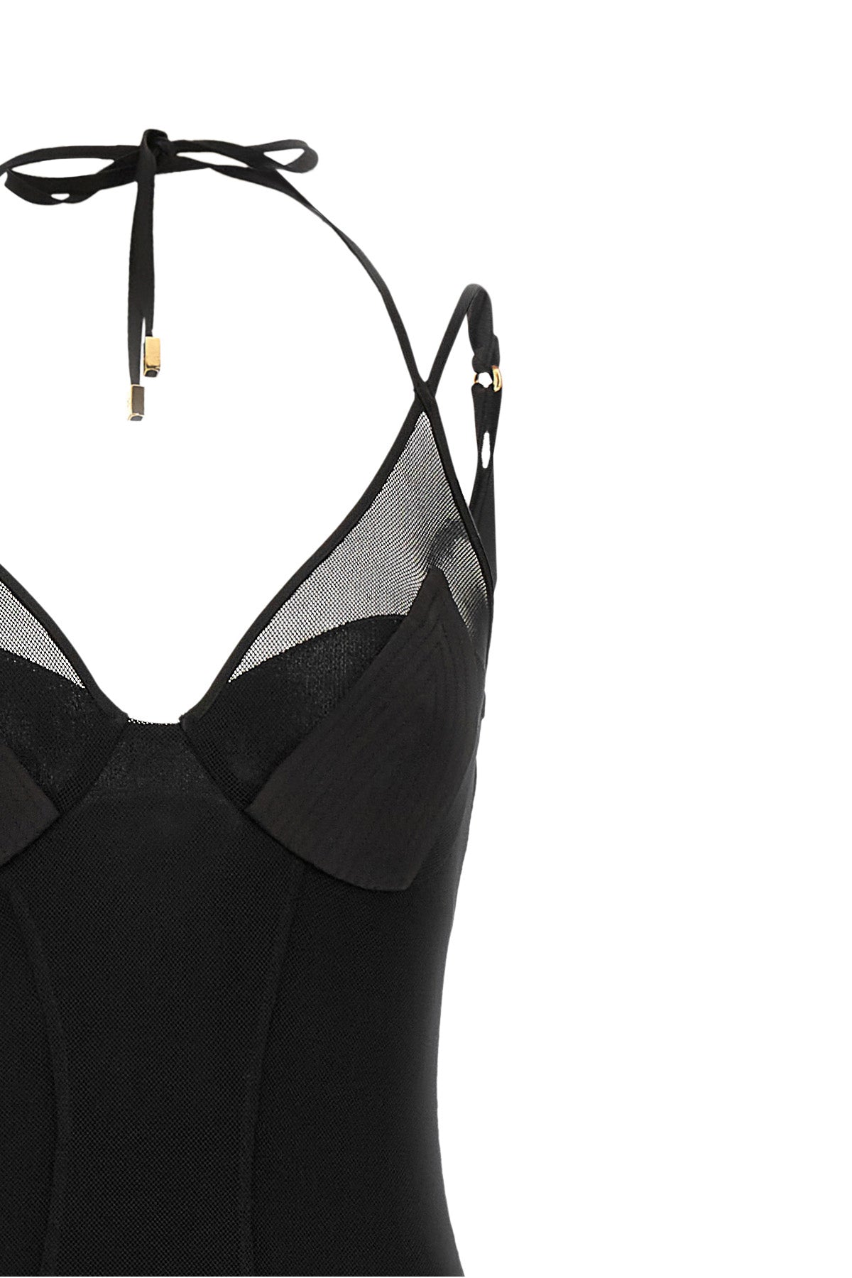Elisabetta Franchi Long Dress With Mesh Details