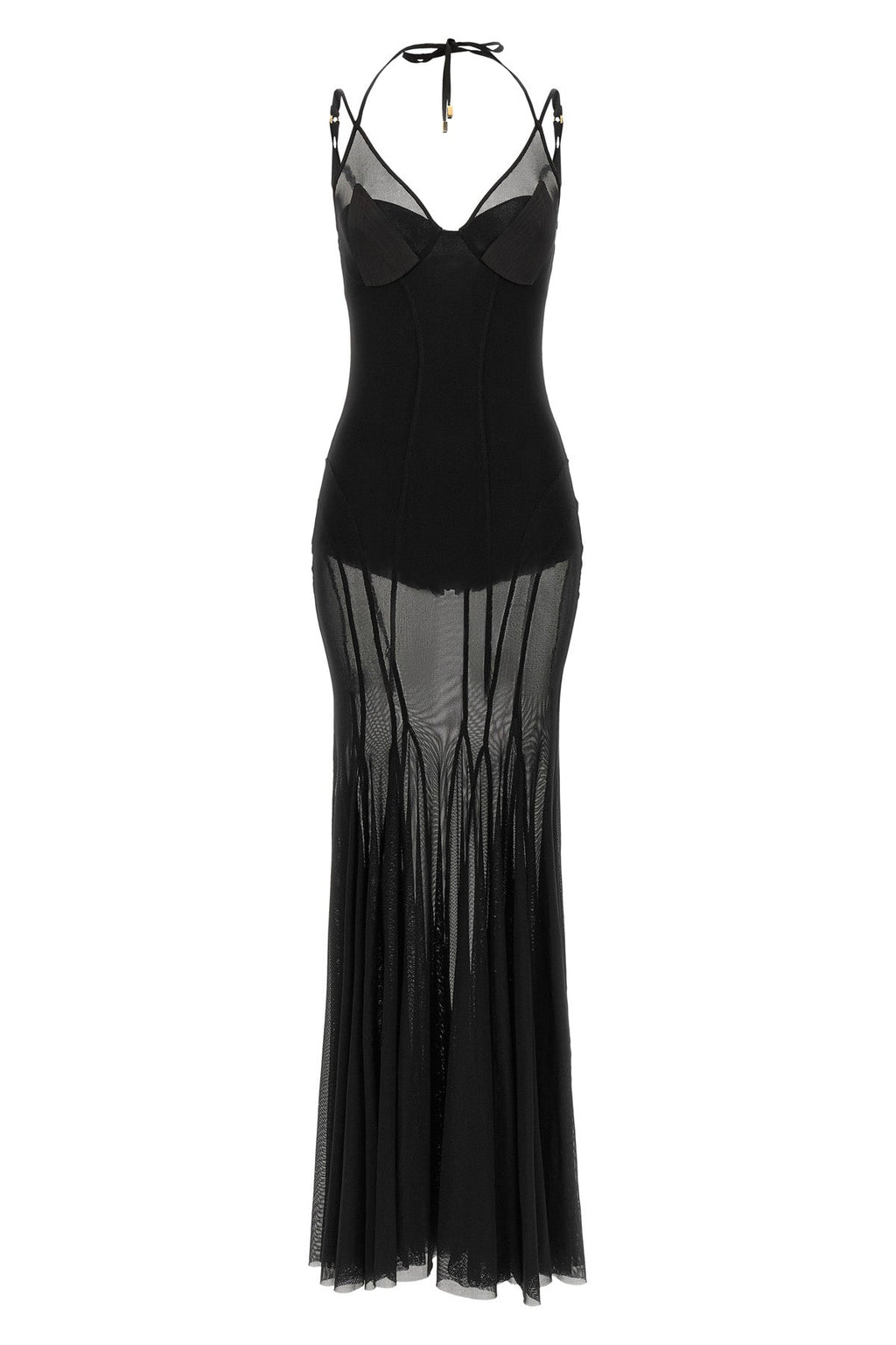 Elisabetta Franchi Long Dress With Mesh Details