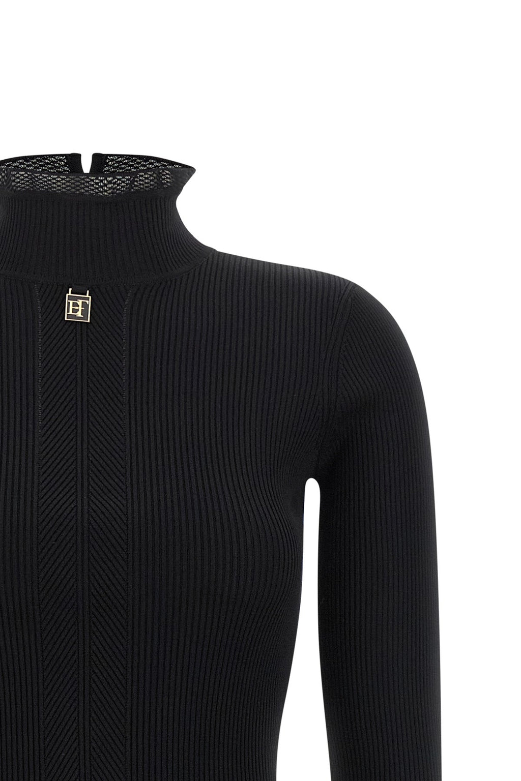 Elisabetta Franchi Ribbed knit dress with logo plaque