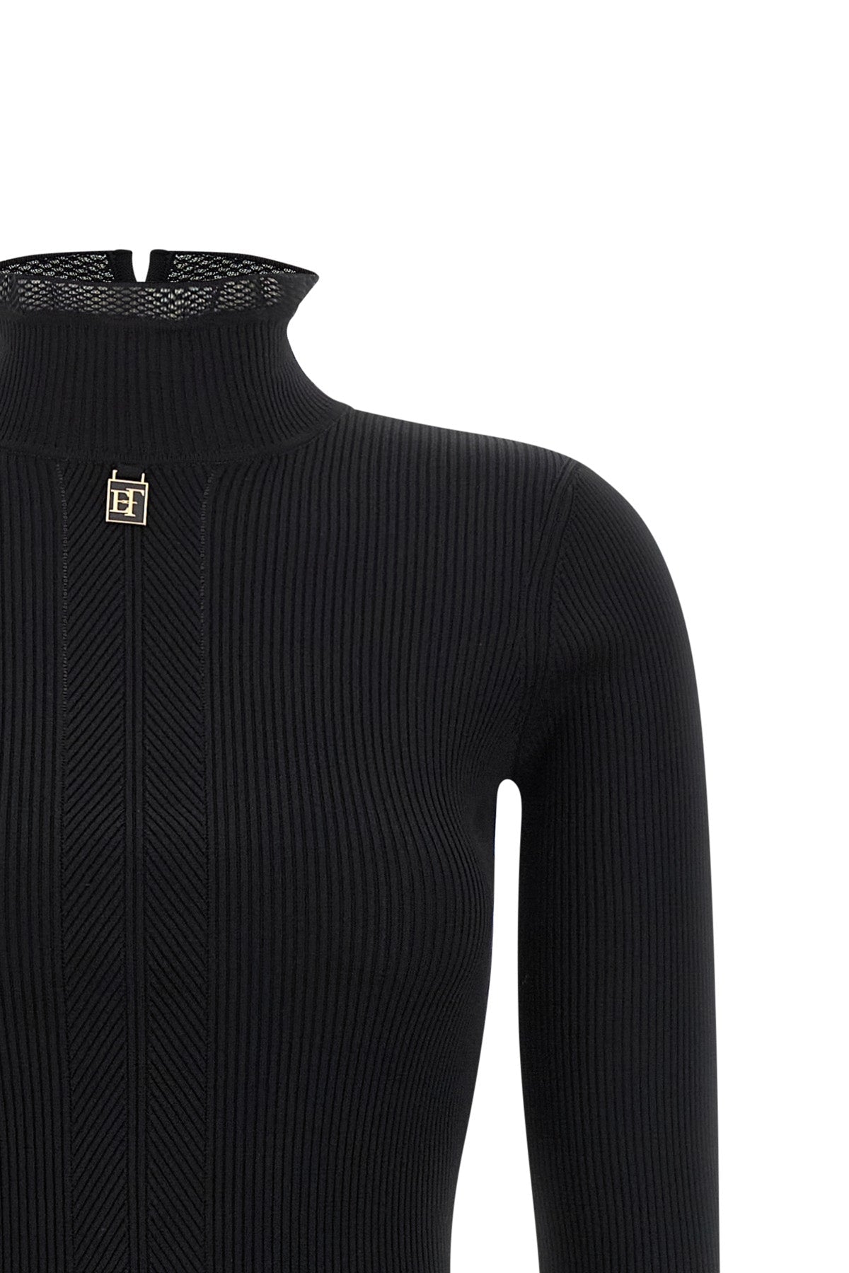 Elisabetta Franchi Ribbed knit dress with logo plaque