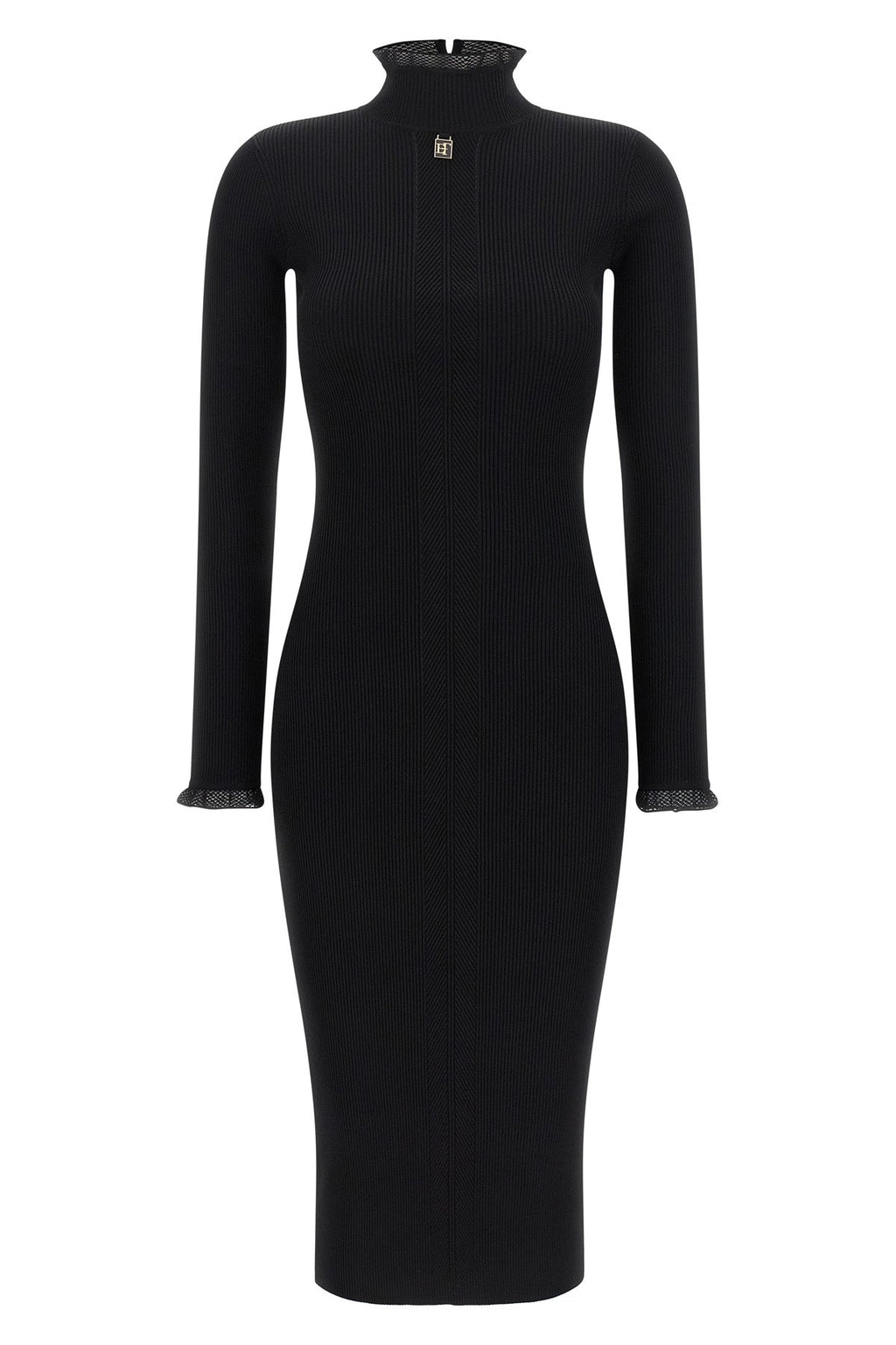 Elisabetta Franchi Ribbed knit dress with logo plaque