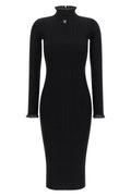 Elisabetta Franchi Ribbed knit dress with logo plaque
