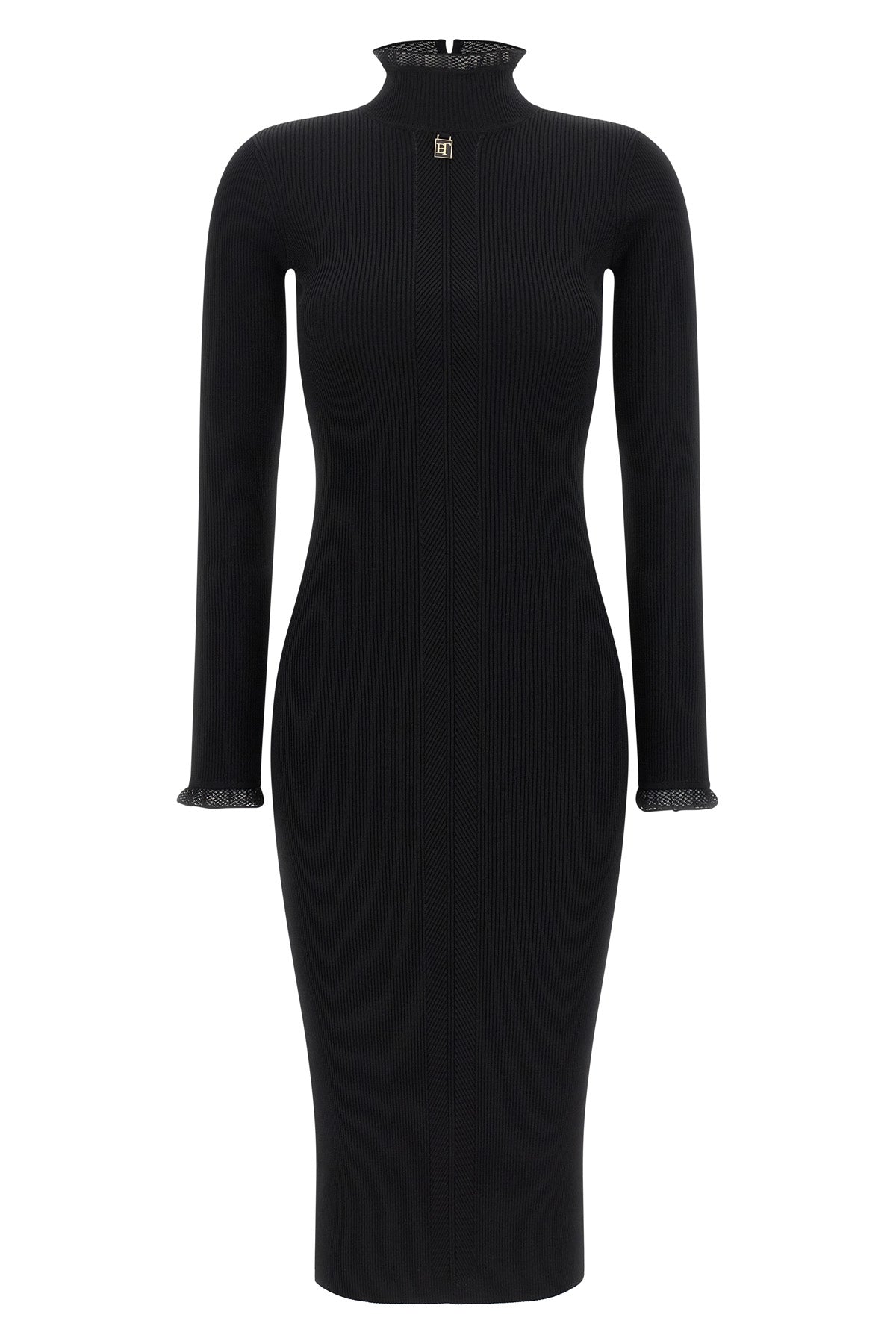 Elisabetta Franchi Ribbed knit dress with logo plaque