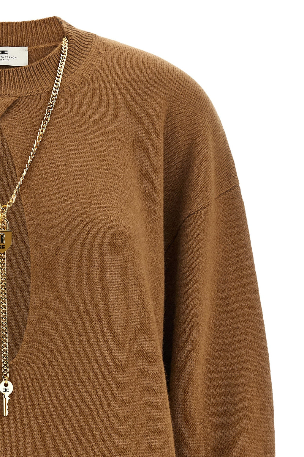 Elisabetta Franchi Knit Dress With Gold-Tone Chain Detail