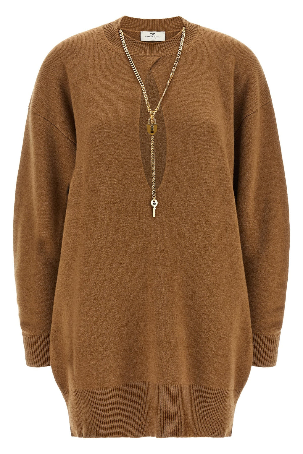 Elisabetta Franchi Knit Dress With Gold-Tone Chain Detail